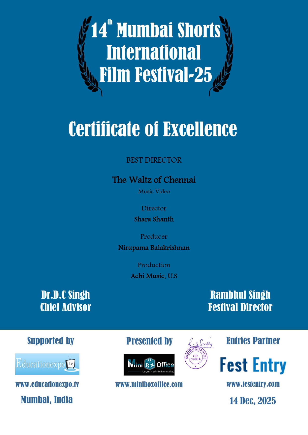 Award certificate