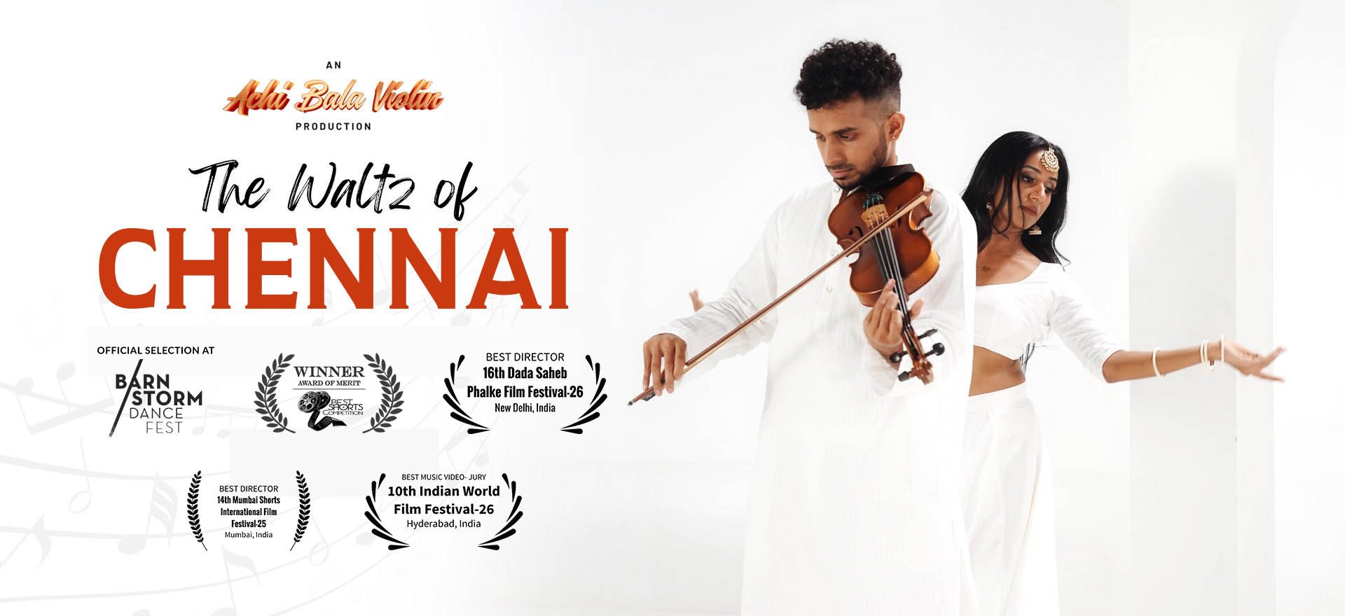 The Waltz of Chennai awards banner with festival laurels