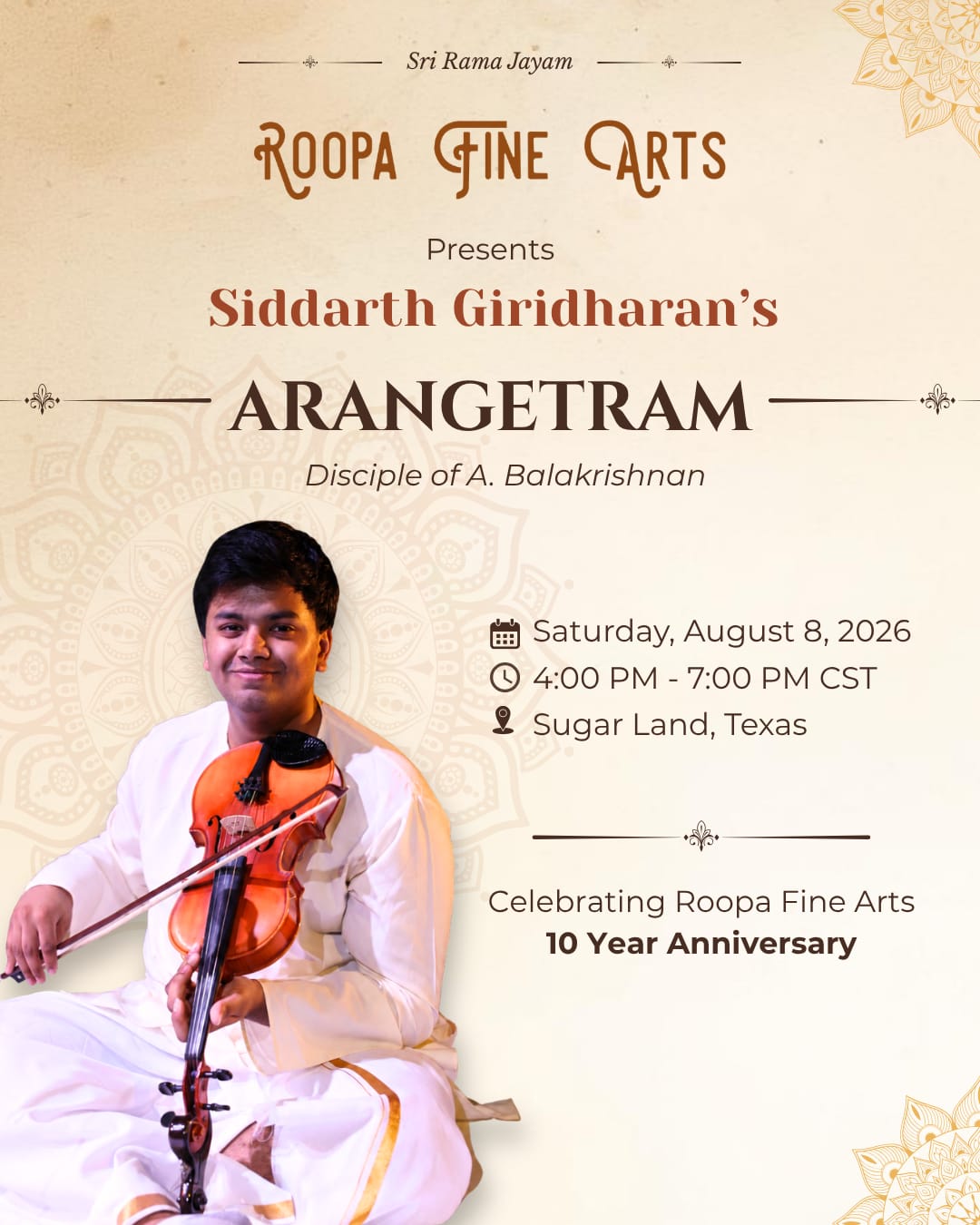 Siddarth Giridharan's Arangetram flyer
